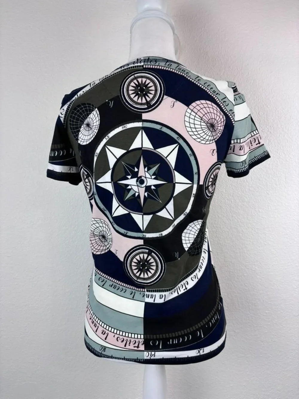 Tory Burch women's XS short sleeve compass logo 100% cotton tee shirt casual